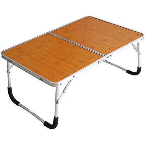 Jucaifu Foldable Laptop Table, Bed Desk, Breakfast Serving Bed Tray, Portable Mini Picnic Table & Ultra Lightweight, Folds In Half With Inner Storage Space (Bamboo Wood Grain) #TOP6