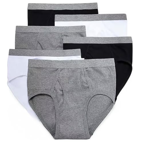 Stafford Low-Rise Briefs for Men 6-pack 100% Cotton, Men's Underwear, Male Breathable Panties Bulk, White, Black Underpants