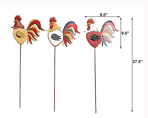 Metal Rooster Garden Stake Decorative Rooster Ornament For Outdoor Patio Yard Lawn Decorations Multi-Colors Rooster Sculpture Yard Art Stake #TOP5