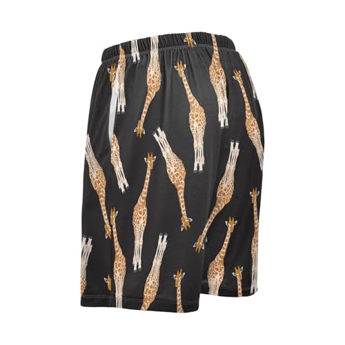 Men's Pajama Shorts Soft Comfy Casual Sleep Lounge Giraffe Pj Bottom with Drawstring & Pockets4