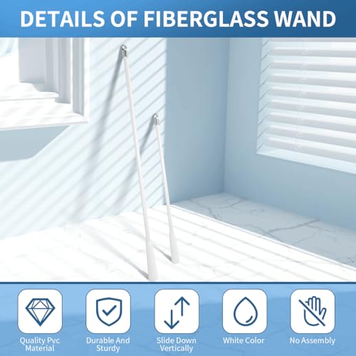 2 Pcs 12 inch Blind Wand, Vertical Blinds Replacement Parts with Hook and Grip, White Fiberglass Blind Tilt Wand, for Windows Curtain Door Shades Opener Accessory - Thumbnail 3