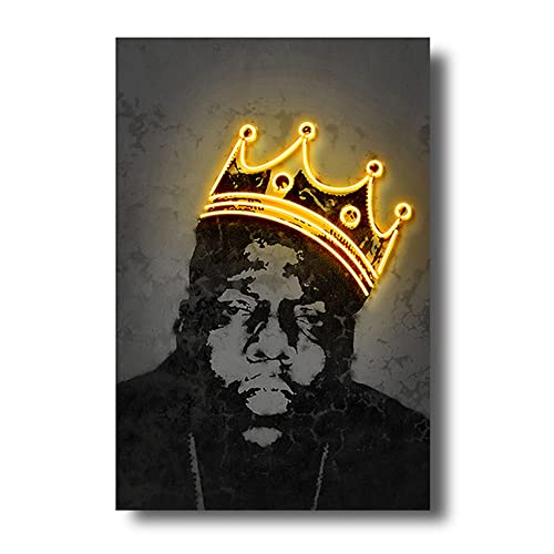 Cuadro en Lienzo Travis Scott Music Star cartel de neón Biggie 2pac Hip Hop Rapper pintura Bar Café sala de estar decoración del hogar (60x90cm Sin marco, WG891-3) Cover