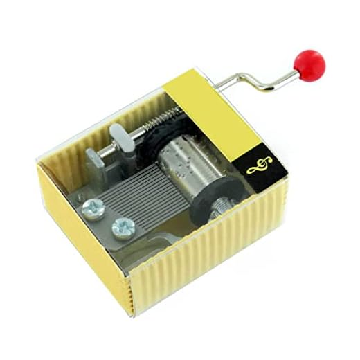 Caja de música/caja musical de cartón y metal con mecanismo musical de manivela de 18 notas y ventana transparente - Danza húngara n°5 (Johannes Brahms).