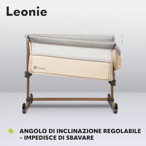Lionelo Leonie Culla E Lettino Da Affiancare Per Neonato Con Materasso E Funzione Dondolo Regolazione In Altezza A 5 Livelli Opzione D’Inclinazione Arioso Co-Sleeping Portatile Culla 2 Ruote (Beige) - 5