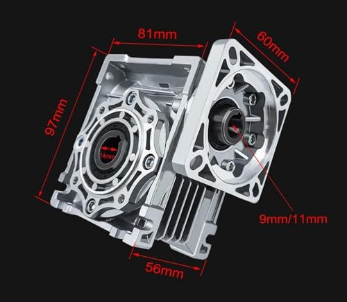 Reductor de velocidad NMRV030 25:1 con ejes de 11mm y 14mm para herramientas 4