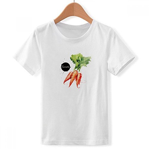 T-shirt blanc garçon XXL imprimé légume carotte aquarelle multicolore