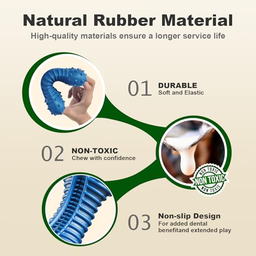 Image of Dog Toys for Aggressive Chewers, Indestructible Chew Toys for Medium Large Dogs,Durable Rubber Dog Bones with Beef Flavor, Tough Dental Toy for Boredom Relief