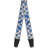 Buckle-Down Pulseira de guitarra Harry Potter, xadrez com ícones da Corvinal de Harry Potter, branco, azul, 5 cm de largura