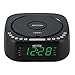 Jensen Modern Home Audio CD Player Tabletop Stereo Dual Alarm Clock Digital FM Radio | Top-Loading CD/MP3/WMA Discs Player | USB Charging Port 2.1A | Headphone Jack | 0.9 Display Green LED