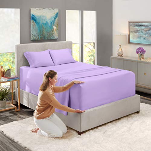 Image of Nestl Sheets - Twin Size, Soft Premium Microfiber, Extra Deep Pocket, 3 Piece, Lavender | Instantly Soft, Night-One Ready (No Wash Required). Fits Extra Deep Pockets up to 24 Inches, 360-Degree Elastic Grip