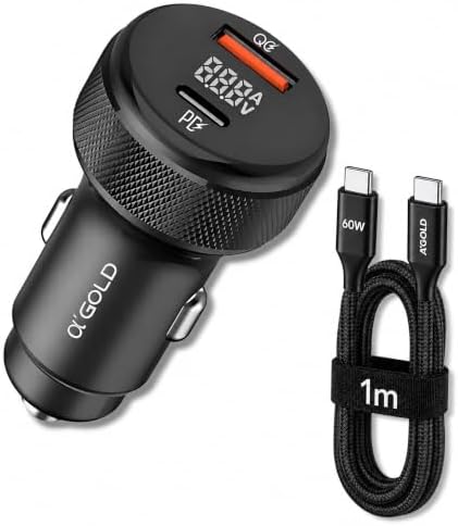 Carregador Veicular Turbo 60W para Carro, 2 Entradas com Carregam...