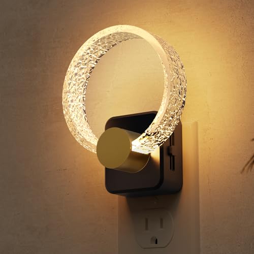 L LOHAS LED Night Lights Plug into Wall, Plug in Night Light with Light Sensor, 3000K Soft White, 0-100LM Brightness Adjustable, Acrylic Nightlight for Bathroom Bedroom Hallway