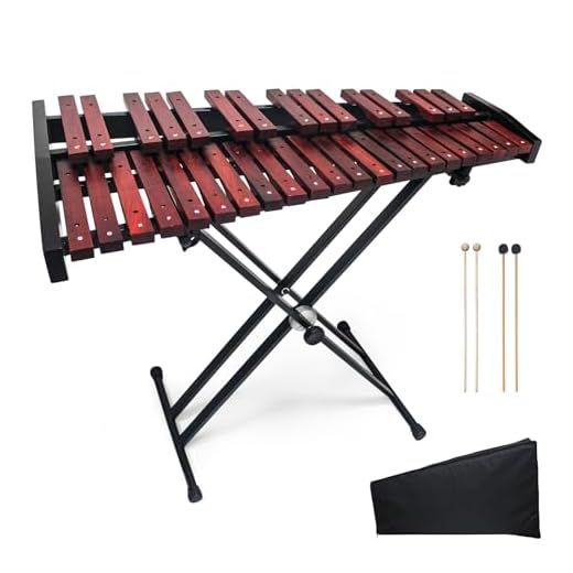 37-Key Professional Wooden Marimba Xylophone for Adults - Complete Set with Mallets & Adjustable Stand, Portable Concert Percussion Instrument for Students & Musicians