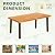 Flamaker Dining Table for 6 Acacia Wood Indoor Outdoor Home Kitchen Table with Iron Legs Large Rectangular Patio Table for Deck, Sunroom