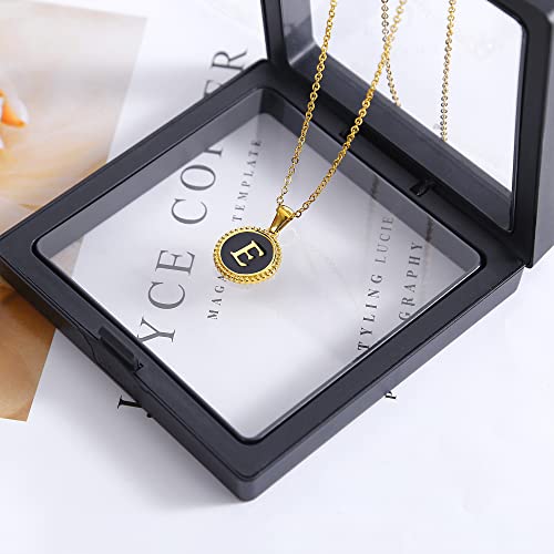Initial Necklaces For Women Gold Jewelry For Women 14K Gold Plated Letter Choker Necklaces Gold Jewelry Valentine's Day Gifts For Women Girl Shell Black E #TOP5