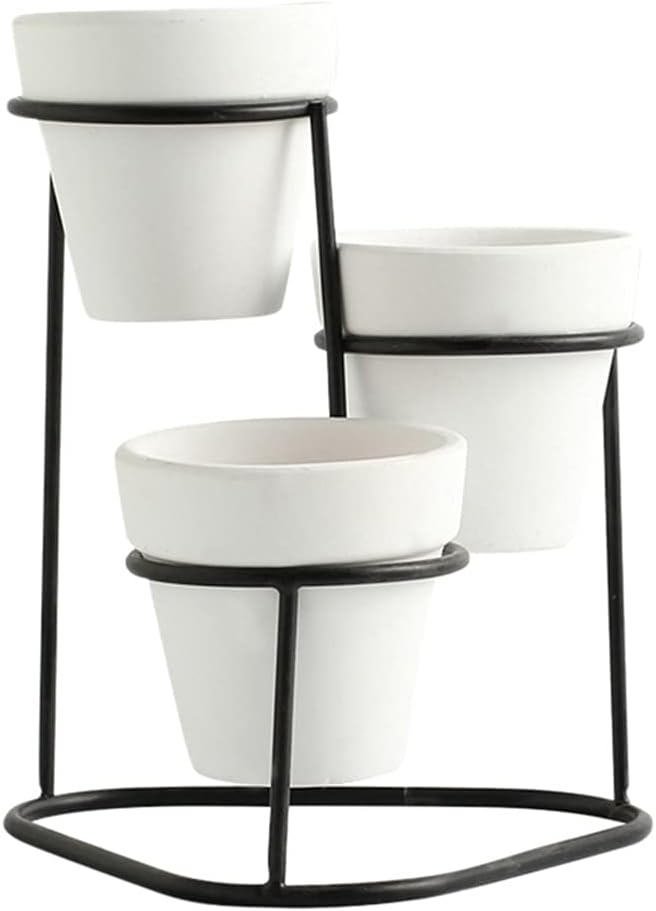 Home Mini Flower Pots Simple Garden Indoor Plant Display Stands(Black)