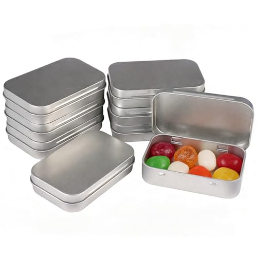 8 Pièces 9,5 × 6 × 2cm Petite Boite Metal, Boîtes de Rangement en Métal Rectangulaires, Petite Boîte en Métal avec Couvercle, Petites Boîtes de Rangement en...