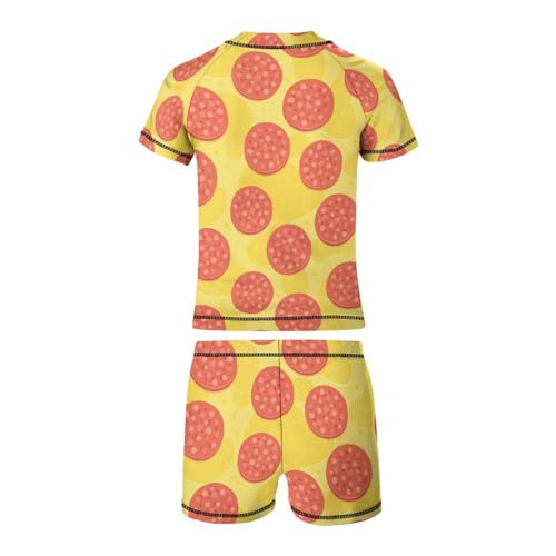 Pepperoni Pizza PatternChildren's Swimsuits Boys Two Piece Suit9-11Y（140cm）3