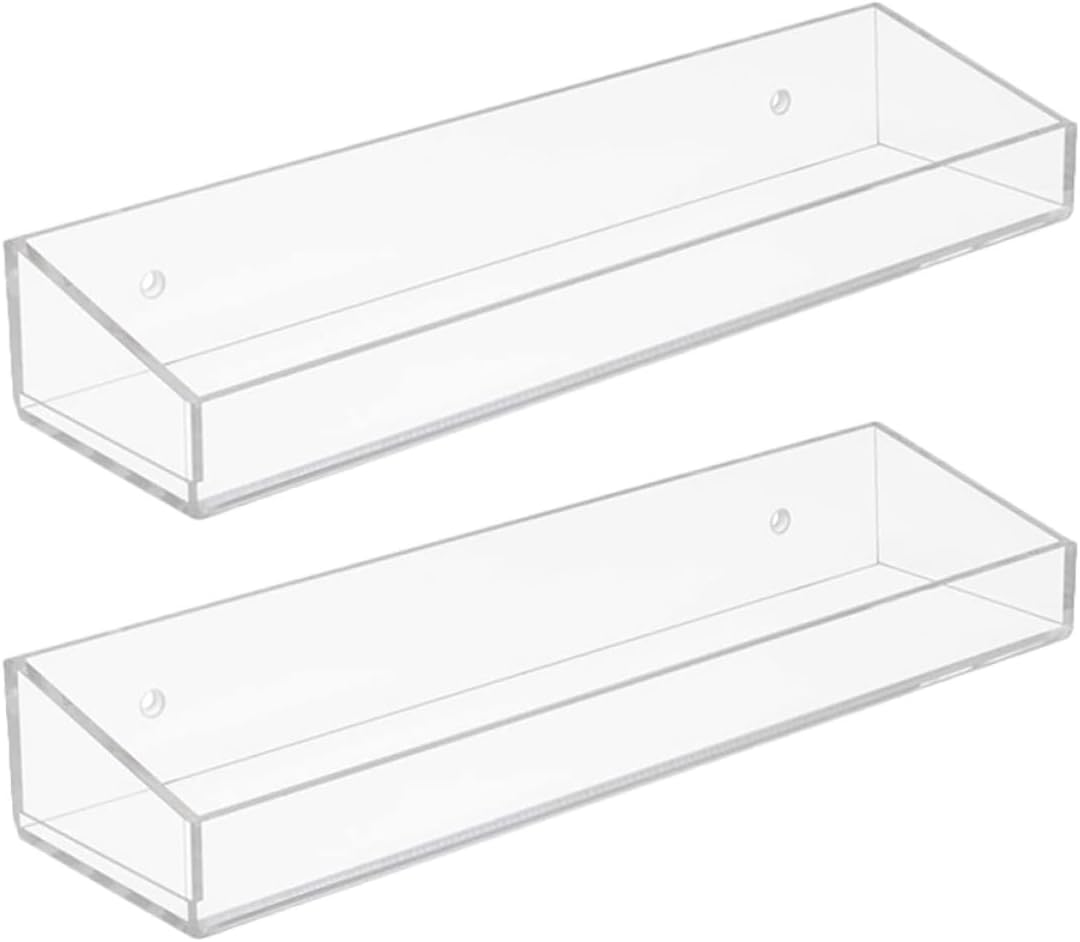 Acrylic Wall-Mounted Storage Rack 2pcs Floating Shelves for Bathroom Kitchen Toilet, Wall Shelf Holder for Skincare and Spice Organization