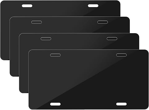 4PCS Blank Metal Automotive License Plate Plates Tag for Custom Design Work Black