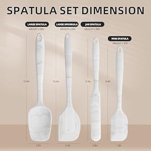 Food Grade Silicone Rubber Spatula Set for BakingCookingHigh Heat Resistant Non StickDishwasher SafeStainless Steel Core HandleBPA FreeMarbling set of 4