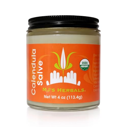 MJ's Herbals – Herbal Skin Care Ointment & Organic Moisturizing Balm for Everyday Skin Use, Versatile Skin Nourishment & Everyday Care - Calendula Salve 4 oz