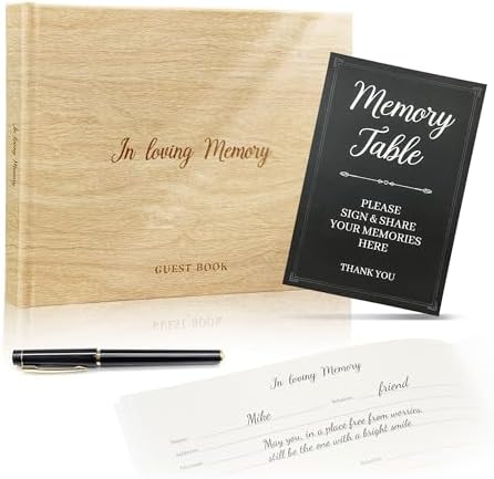 Gatyko Funeral Guest Book for Memorial Service - Leather Memory Book for Funeral