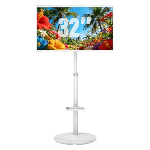 Image of Portable Smart TV with Camera for Video Conferencing, 32 Inch Display on Wheels, Android Smart Screen for Meetings, Home Office Convenience