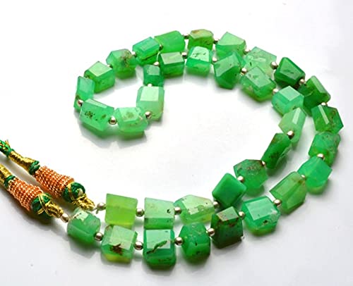 Collier chrysoprase verte en pépites facettées 17" pour bijoux d'exception - 3