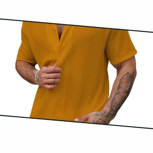 Image of COMBRAIDED Men's Regular Fit Cotton Blend Shirts | Half Sleeve Solid Pattern | Casual Wear for Everyday Style