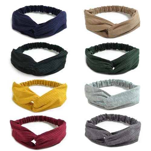 AQOKKA Elastic Knotted Headbands for Women Cloth Head Hair Bands for Women's Hair Non Slip Boho Wrap Twisted Hair Accessories