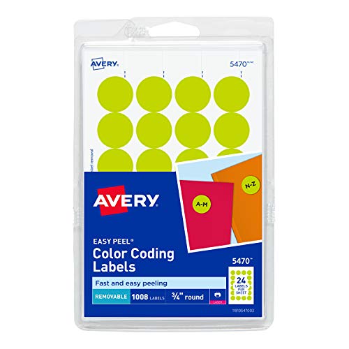 Avery Round Color-Coding Labels 3/4 in, Neon Yellow, 1008/Pack ...