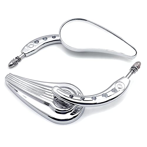 Httmt Mt382B-Cd Chrome Raindrop Side Mirrors Compatible With 1984 And Up Harley Davidson #TOP6