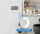 Focenat Zegar łazienkowy, wodoodporny zegar prysznicowy, zegar prysznicowy, wodoodporny zegar łazienkowy z temperaturą i wilgotnością, cyfrowy zegar kuchenny, zasilanie bateryjne
