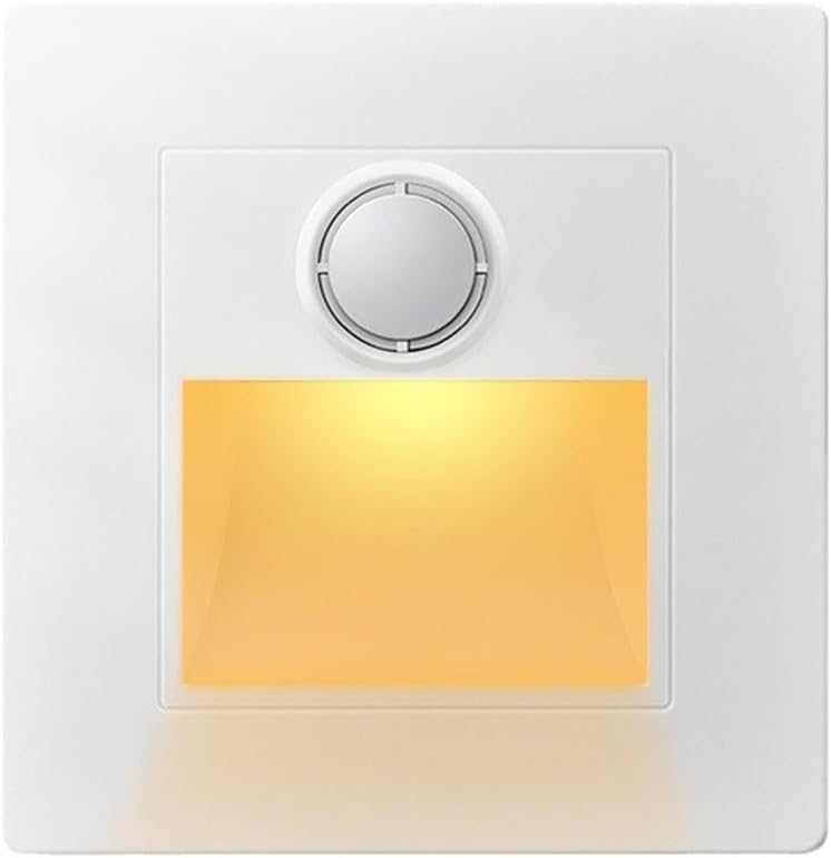 Motion Sensor Stair Step Light, 2-3W LED Recessed Wall Light for Indoor Stairs, Warm White, 86 x 86 x 32 mm, Black/White/Gold(White)