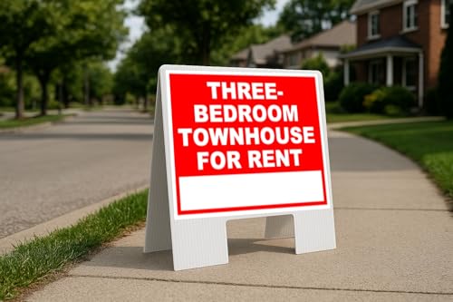 Three-Bedroom Townhouse For Rent Write On Me Red Folding Coroplast A-Frame with Double-Sided 23in x23in