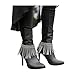 Handmade Silver Western Boot Anklet Pair With Long Wavy Fringe, Premium USA-Made Shoe Chain Bracelets For Women, BC293