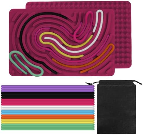 HUKUMA Sensorik Spielzeug Activity Board,Silicone Sensory Fidget Toys,Doppelseitiges Spielzeug Zur Autismus, Stress, ADHD, Anxiety Spiele Play Toy mit Reisetasche & 20 Schnüren
