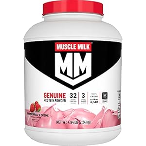 Muscle Milk Genuine Protein Powder, Strawberries ‘N Crème, 32g Protein, 4.94 Pound