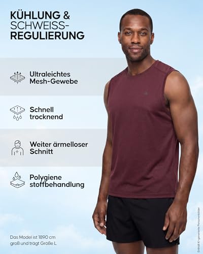 DANISH ENDURANCE Sport Tank Top Herren, 1er & 2er Pack, Mehrfarbig (1xSchwarz, 1xBordeaux), L – Ansicht 2