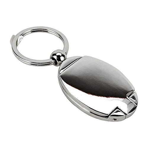 Chrome Metal Photo Keychain - Metal Key Fob With Covered Photo Frame - Oval Key Tags - Metal Polished Keychain Photo Holder - Metal Key Tags, Stainless Steel Split Key Ring, Magnets Hold Photo Cover. #TOP7