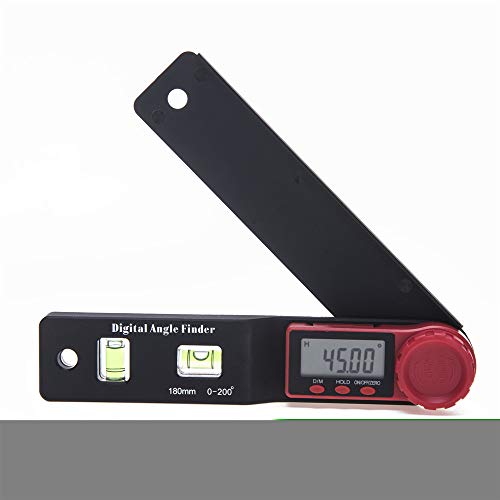 WJSX - Transportador de ángulos digital 2 en 1 con función de bloqueo y cerrojo de 0,01 °, resolución de 200 mm, pantalla digital LCD, 360°, ideal para artesanos y bricolaje, marca: WJSX