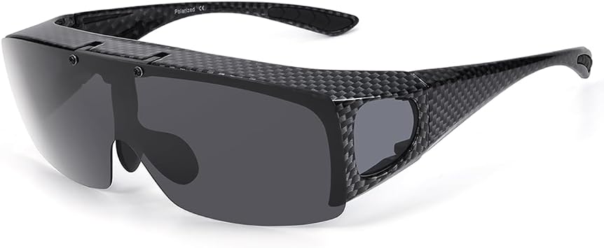 Mens Polarized Flip Up Fitover Sunglasses with Mirrored Lenses