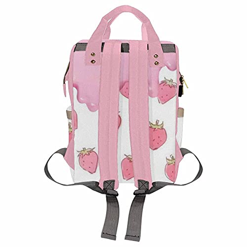 Newcos Personalized Strawberries and Melting Ice Cream Diaper Backpack with Custom Name Shoulder Mommy Baby Bag2