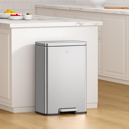 EKO-Madison-Brushed-Stainless-25L20L-Dual-Compartment-Step-Trash-Can-with-Inner-Liner-Recycling-Bin-Soft-Close-Lid-Fingerprint-Resistant-Finish-and-Durable-Stainless-Steel-for-Home-and-Office