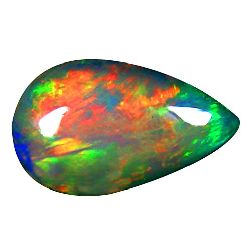 Opale arc-en-ciel éthiopienne cabochon poire 3.14 ct pour bijou personnalisé