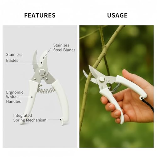 Image of DeoDap Hand Pruner Cutter For Plants - Heavy Duty Steel Blade Garden Pruning Shears - Sharp Plant Trimming Tool for Branch Cutting Grass Shrub Hedge Maintenance Ergonomic Grip Durable Use (Pack of 1)