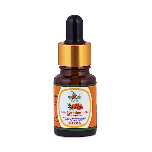 Image of KUNJ Sea Buckthorn Oil (Hippophae rhamnoides) 10ML - 100% Pure & Natural Undiluted Therapeutic Grade, Cold Pressed, For Glowing Skin, Acne Prevention & Pigmentation Care