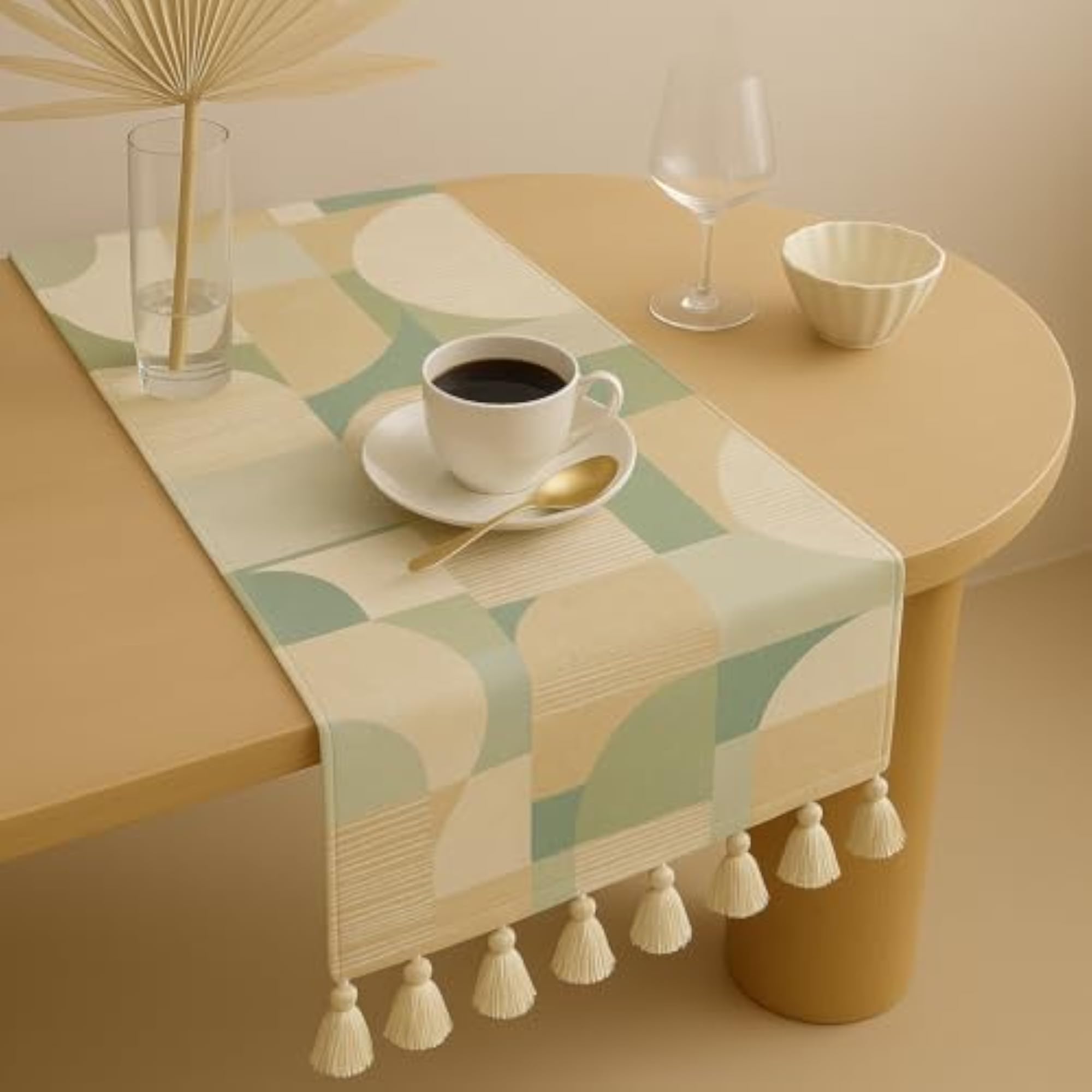 Abstract Harmony Tassel Table Runner for Centre Table
