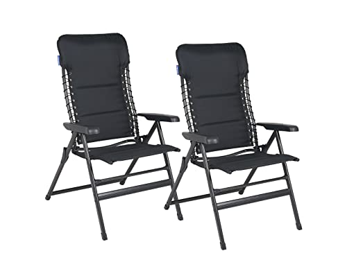 Setpoint Lot de 2 chaises de camping pliables - Dossier haut réglable - Anthracite - Pour terrasse, balcon et camping